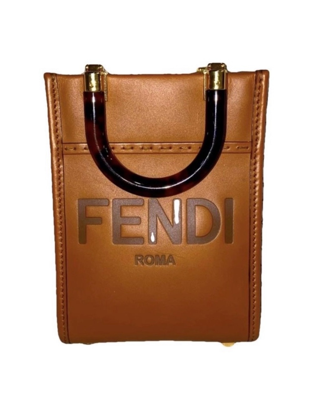 Fendi Striped Brown and Black Interior with Leather Logo Patch